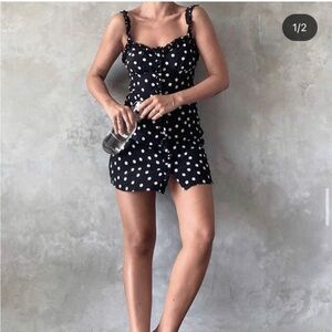 Realization Par The Julia Dress, Black/white polka dot, Size M